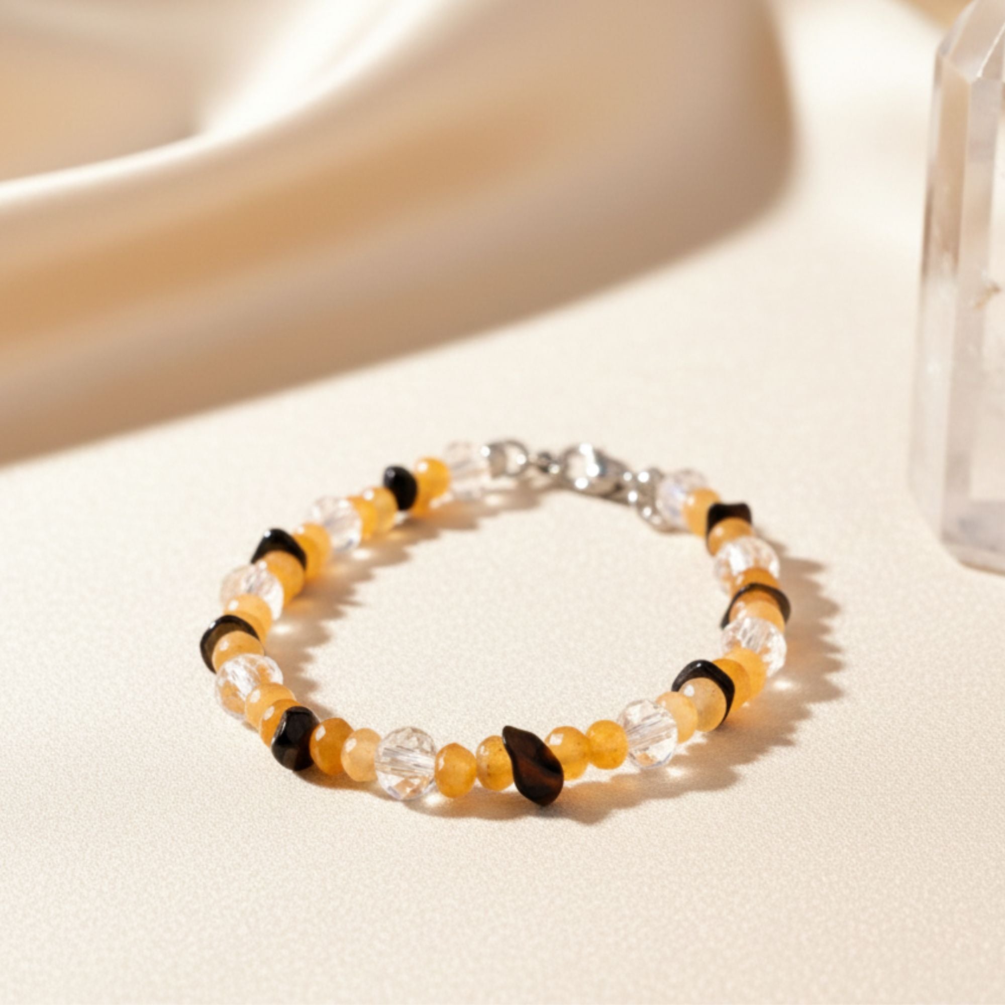 Gemstone Bracelet with Citrine & Onyx – Morning Sun