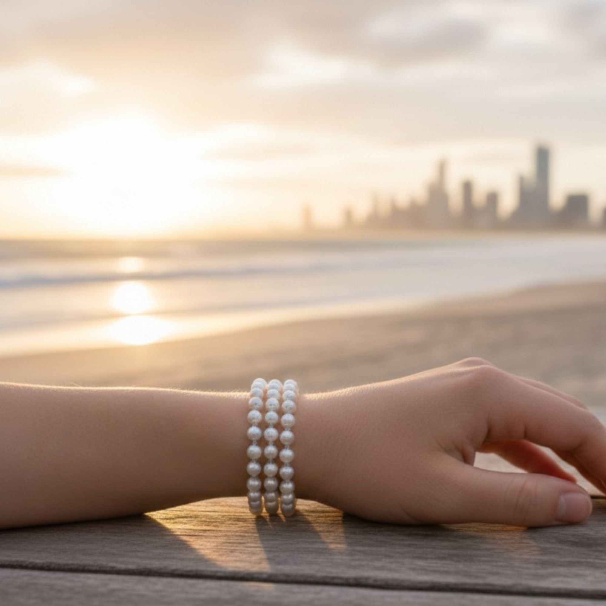Champagne Pearl Bracelet with Rose Gold Clasp – Pearl Embrace