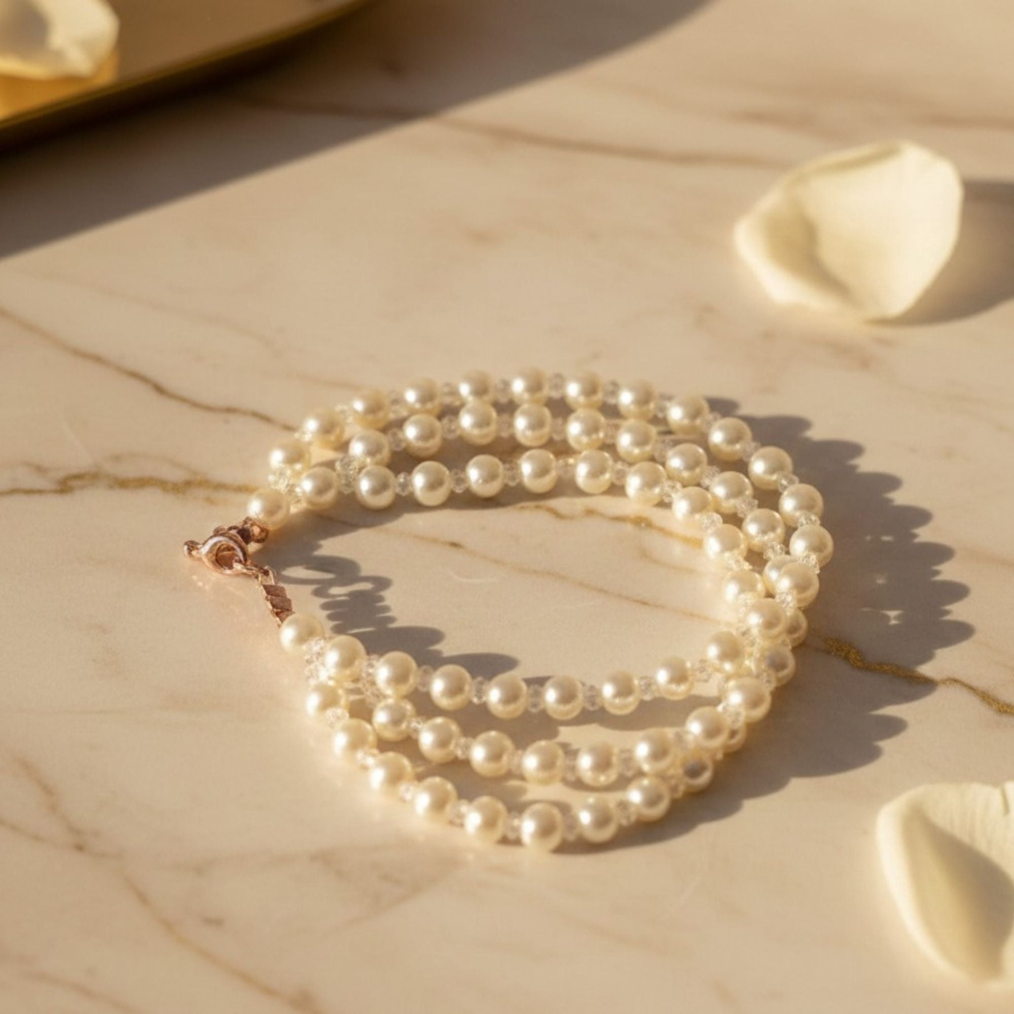 Champagne Pearl Bracelet with Rose Gold Clasp – Pearl Embrace