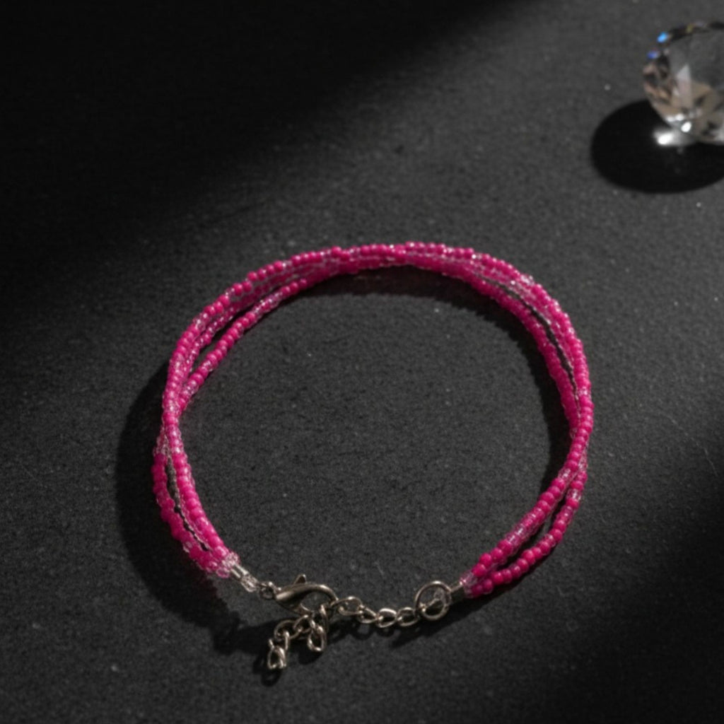 Delicate Pink Glass Bead Bracelet – Rosalie