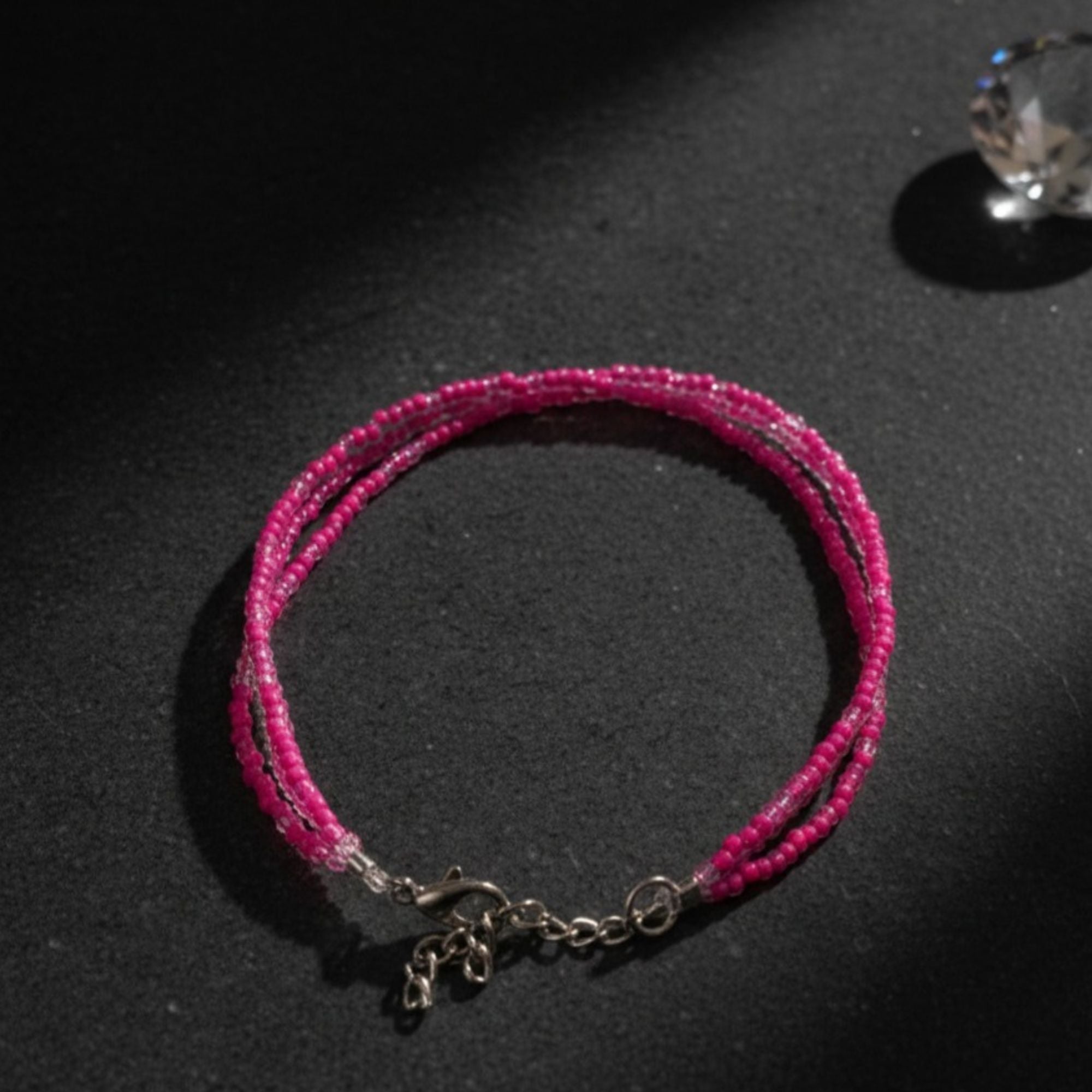 Delicate Pink Glass Bead Bracelet – Rosalie