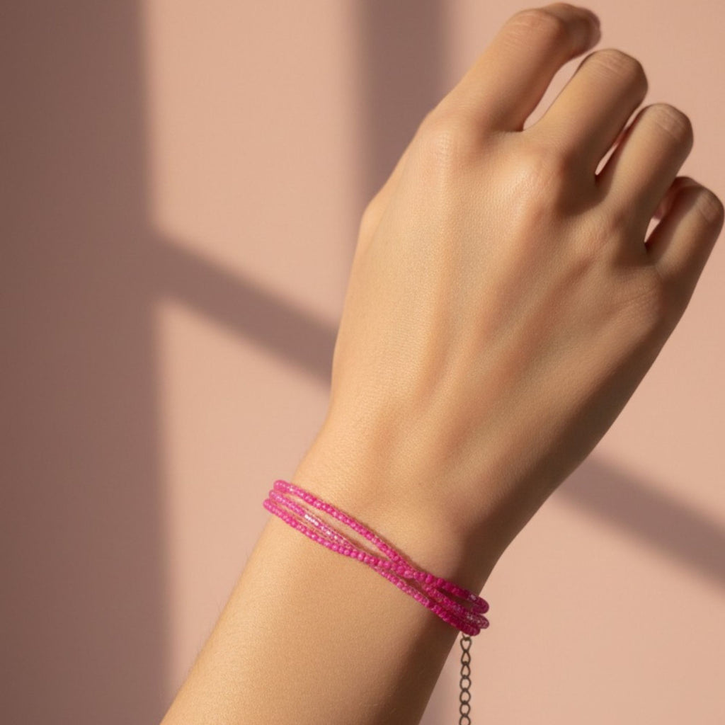 Delicate Pink Glass Bead Bracelet – Rosalie