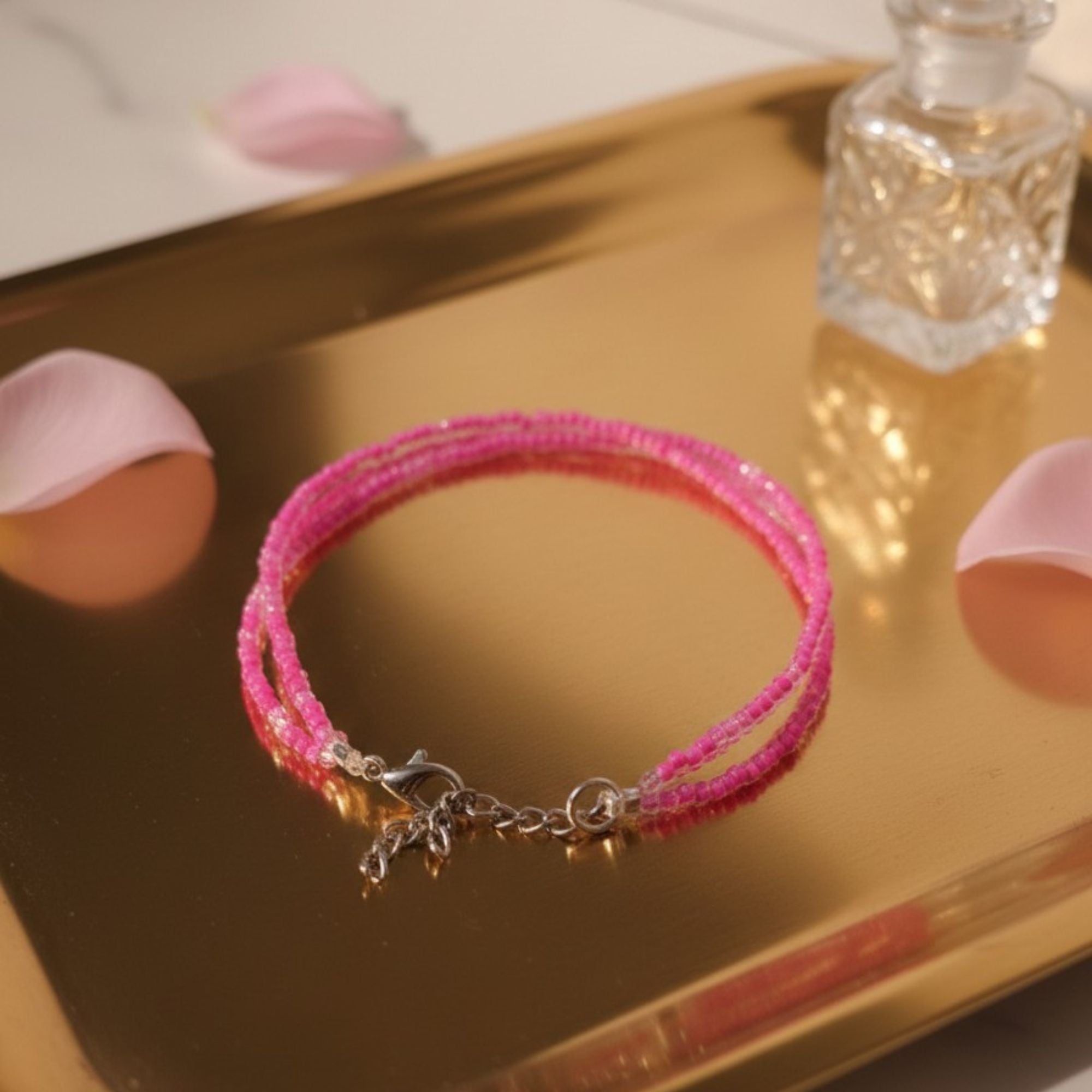 Delicate Pink Glass Bead Bracelet – Rosalie