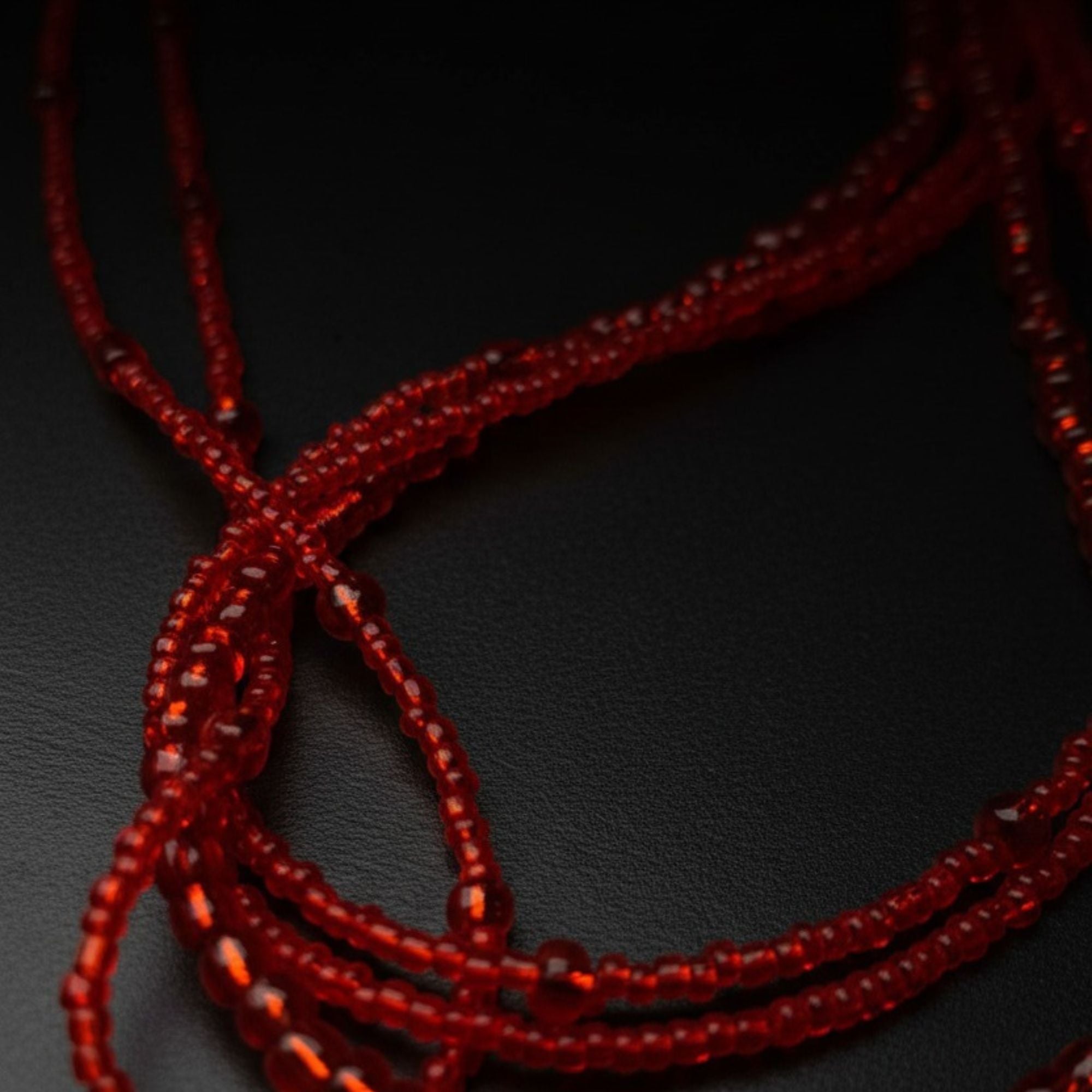 Red Multi-Strand Glass Bead Necklace – Amber Flame