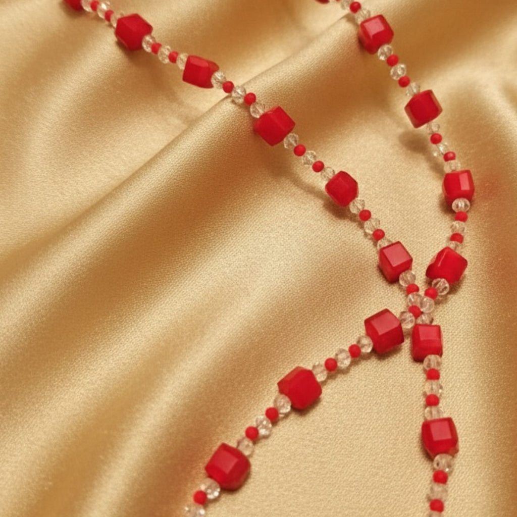 Handmade Red Glass Bead Necklace – Crystal Red