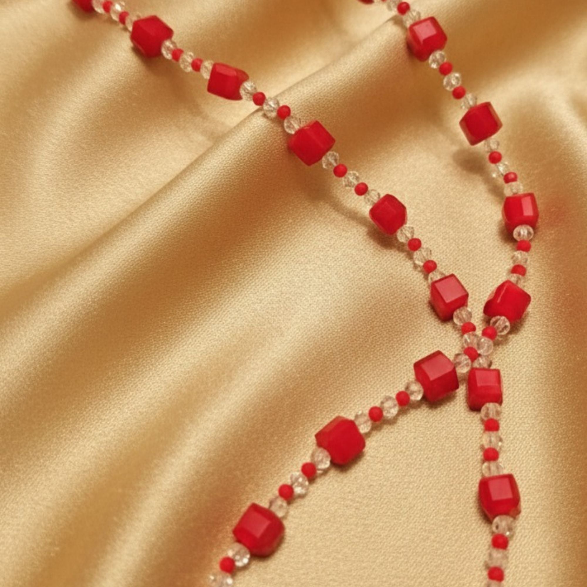 Handmade Red Glass Bead Necklace – Crystal Red