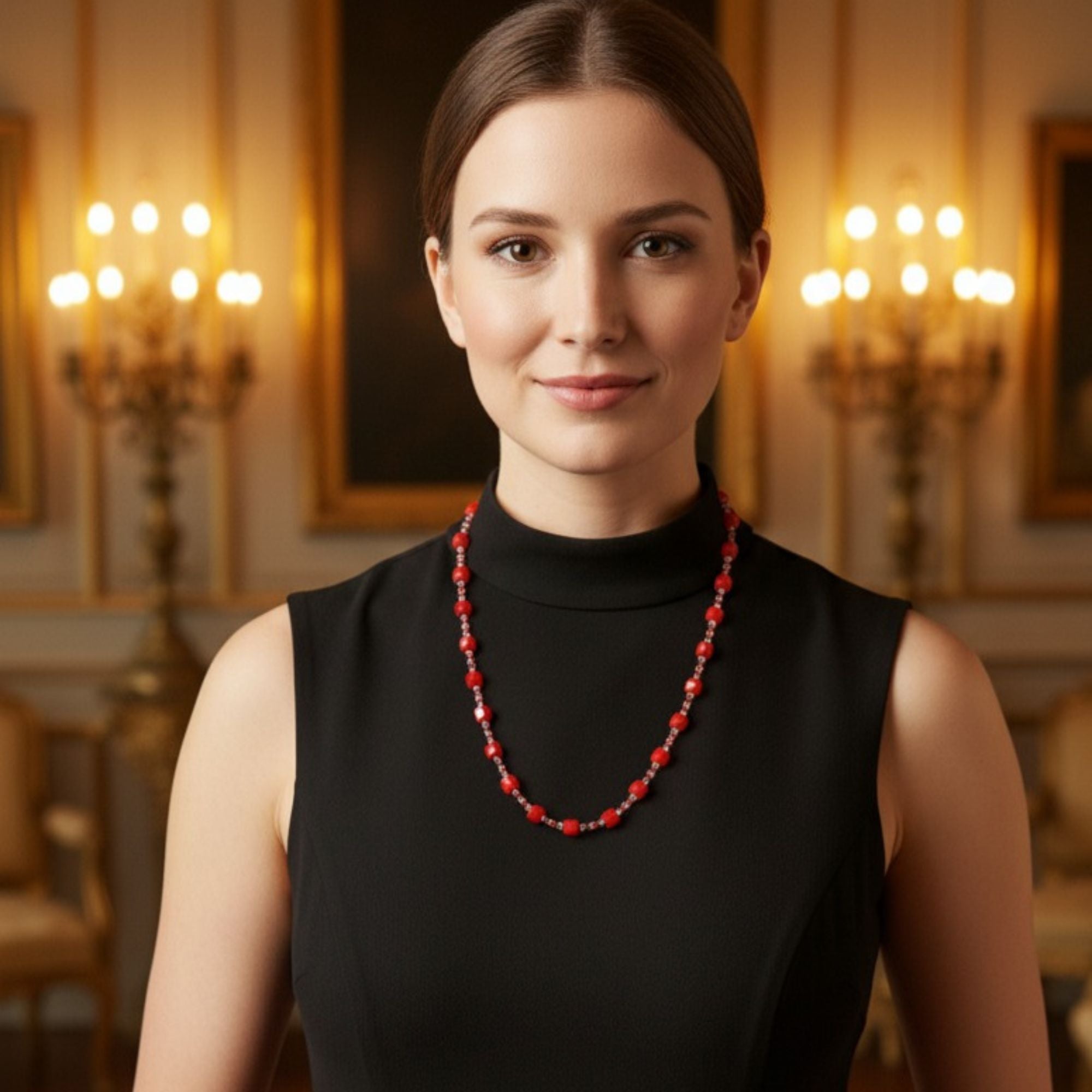 Handmade Red Glass Bead Necklace – Crystal Red