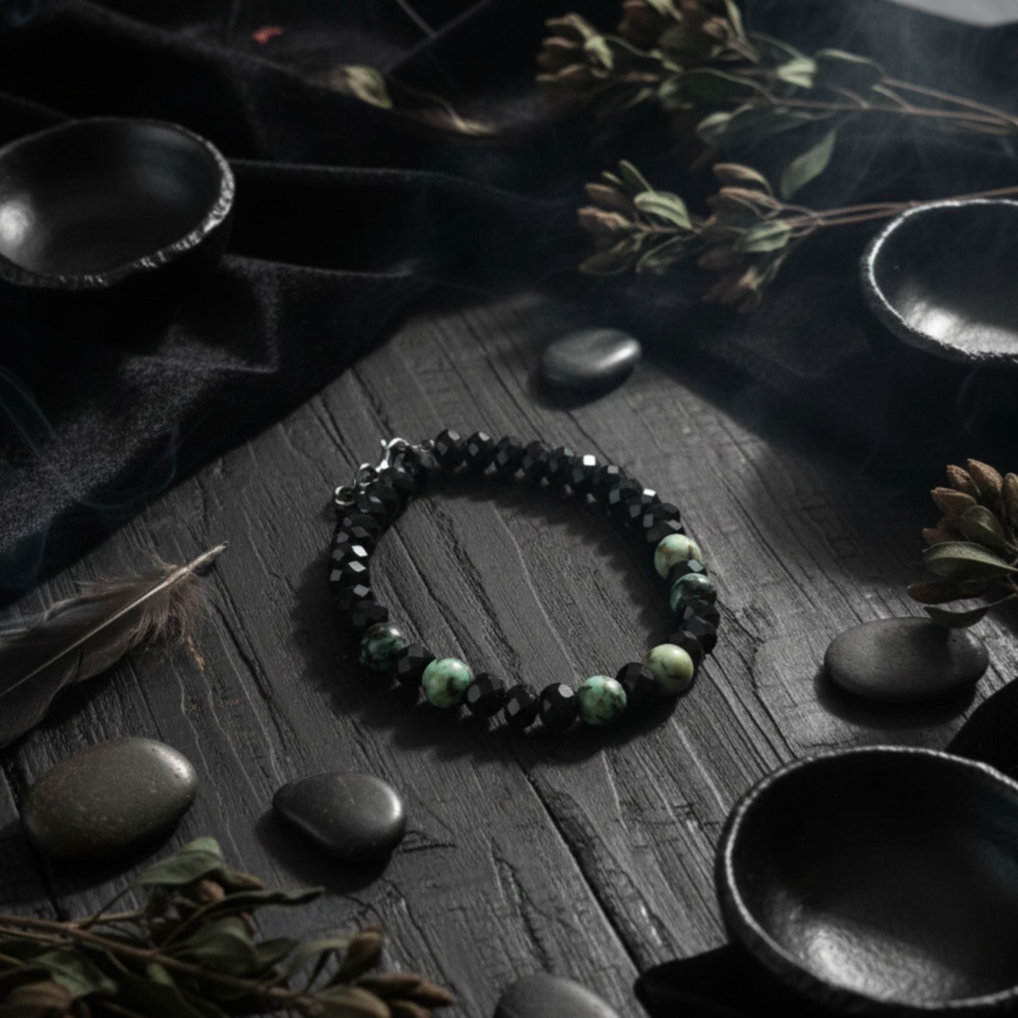 African Turquoise Gemstone Bracelet – Unisex Natural Jewelry – Savannah Dream