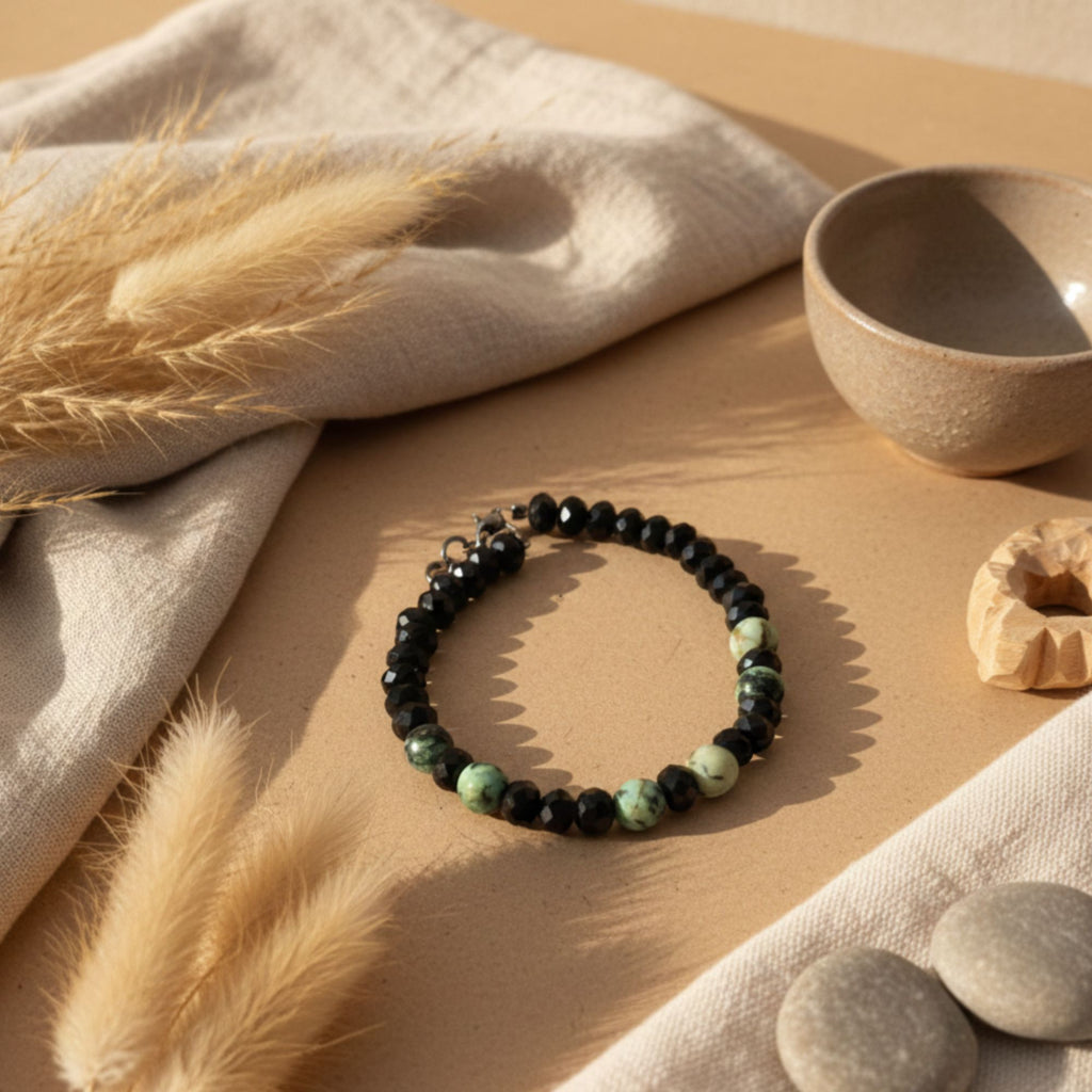 African Turquoise Gemstone Bracelet – Unisex Natural Jewelry – Savannah Dream