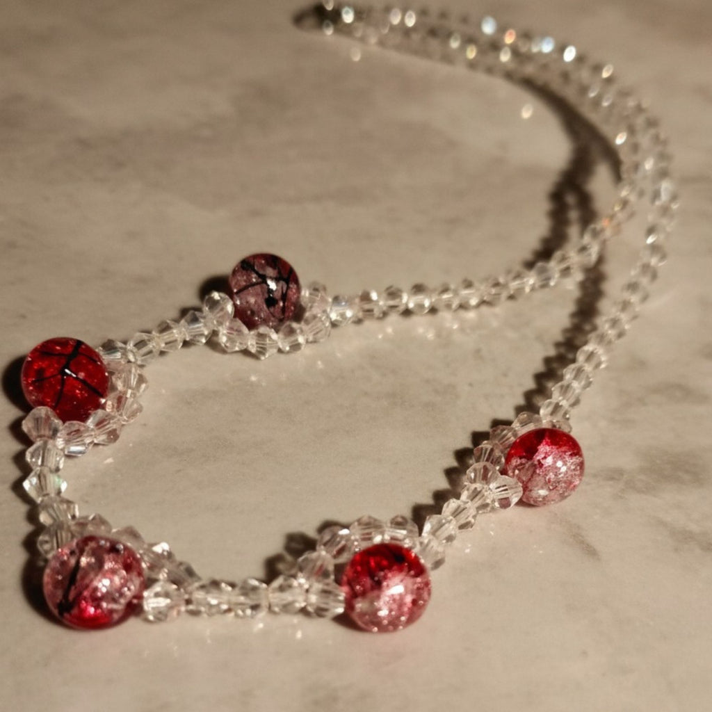Elegant Crystal & Red Necklace – Scarlet Sparkle